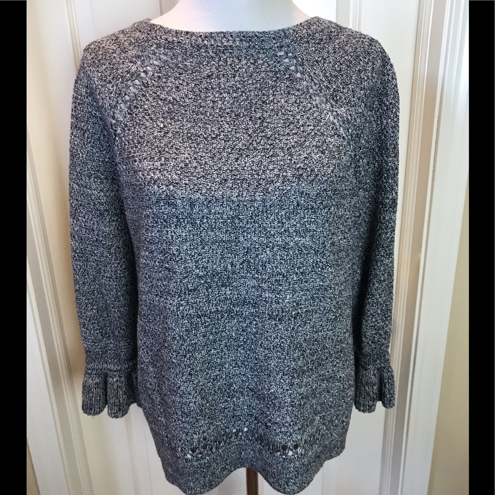 LOFT | Navy Ruffled Sleeve Sweater, L